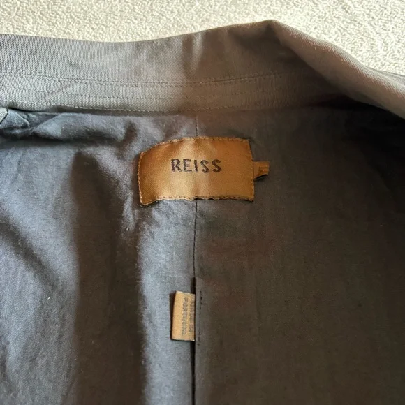 Reiss men field jacket made in Portugal charcoal gray bird graphic back SZ Large